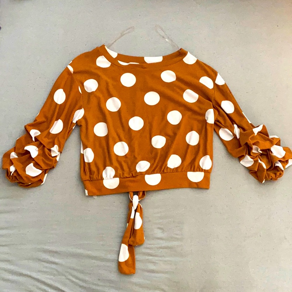 Rust Orange Poka Dotted Blouse